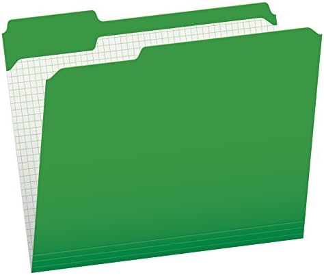 Pendaflex Color File Folders with Interior Grid, Letter Size, Bright Green, 1/3 Cut, 100/BX (R152 1/3 BGR) | Reverse any folder and the printed interior grid becomes a writing panel. Reinforced tabs, 100 per box, made in the USA.