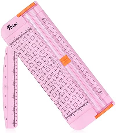 Firbon Pink A4 Paper Cutter Bundle with 5Pcs White Refill Blades, 12 Inch Paper Trimmer with Side Ruler for Scrapbooking, Craft, Coupon, Label, Cardstock