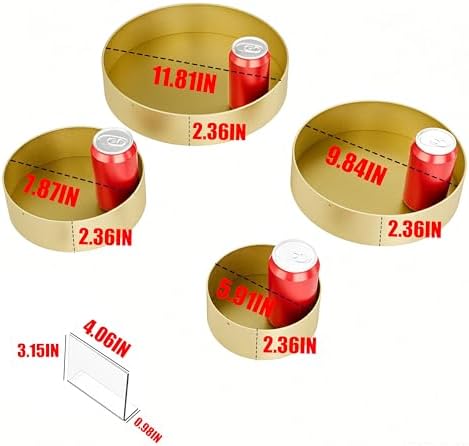 Round Metal Buffet Risers,4PCS Food Risers for Buffet Table 6in to 12in with Mini Acrylic Signs for Catering Dessert Collectibles Jewelry Figures Show Gold Cube Boxes Nesting Risers with Hollow Bottoms