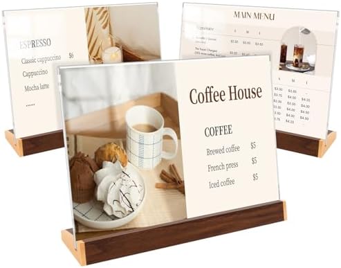 8.5X11 Acrylic Sign Holder Horizontal, Slant Back Tabletop Show Holder