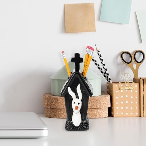 Jay Franco Disney Nightmare Before Christmas Toothbrush Holder - Black & White Resin Pencil Holder Features Zero - Bathroom Storage