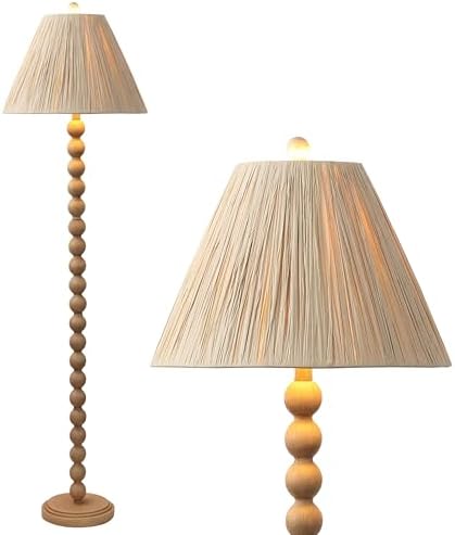 JONATHAN Y Wren Modern Rustic Bobbin Floor Lamp 61.5", Brown Wood Finish