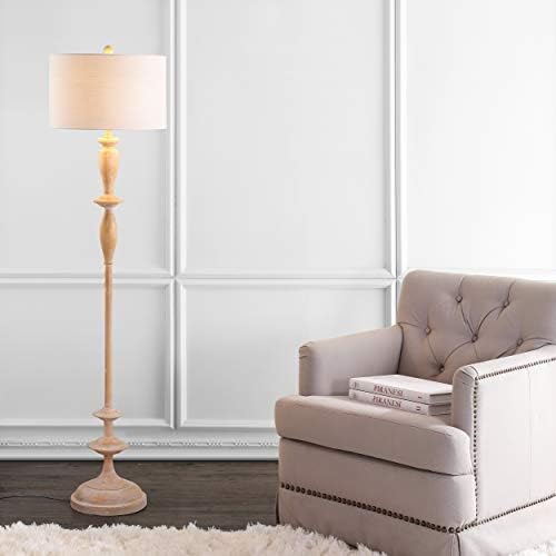 JONATHAN Y Aldrin Floor Lamp 63.5" Traditional Resin, Brown Wood Finish