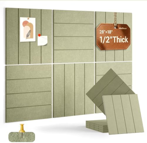 28" x 18" Felt Bulletin Board Tiles 1/2" Thick, Sage Green