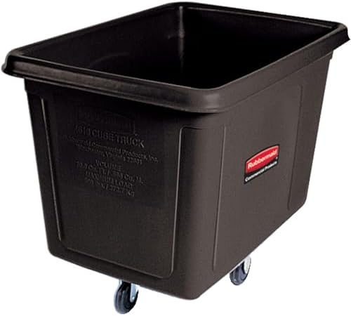 Rubbermaid Commercial Products Bulk Cube Truck with Wheels, Black, Transport up to 600 lb. of Waste/Laundry/Linen/Supply/Packaging Material for Hospital/Hotel/School
