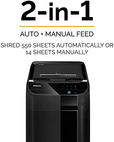 Fellowes AutoMax 550C Cross Cut, Auto Feed 2-in-1 Heavy Duty Commercial Paper Shredder with SilentShred (4963001)