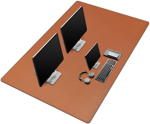Mydours 55" x 28" XXL Large PU Leather Desk Mat, Gaming Mouse Pad, (Brown)