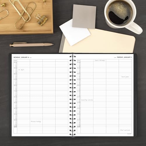 AT-A-GLANCE 2027 Appointment Book Planner, Daily Group Planner, 8" x 11", Four Person, Quarter-Hour, Black (708220527)