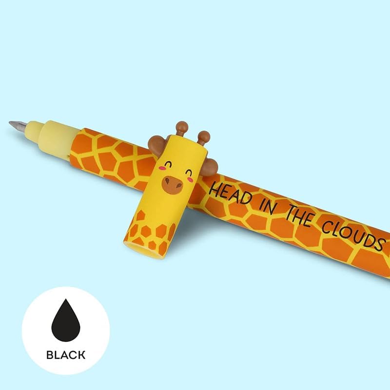 LEGAMI - Set of 19 Erasable Gel Pens with Thermosensitive Erase Ink, Range of ink colours & barrel designs, 0.7mm Tip, Animal Designs