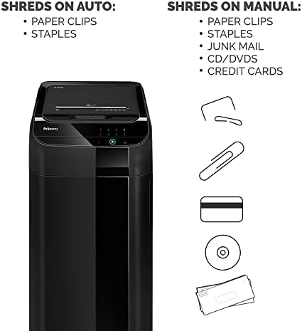 Fellowes AutoMax 550C Cross Cut, Auto Feed 2-in-1 Heavy Duty Commercial Paper Shredder with SilentShred (4963001)