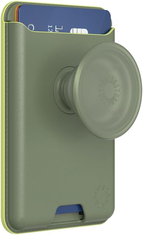 PopSockets Phone Wallet for MagSafe with Grip- Eucalyptus | PopWallet, Holds 3 Cards, Magnetic, Removable, Secure, Green, Teal, Turquoise, Men, Boys