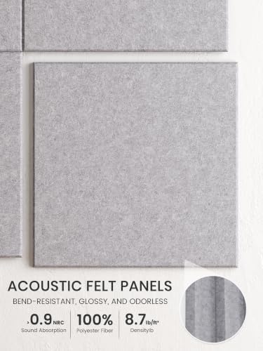 Bumusty 48"x 36" Large Felt Bulletin Board Tiles, Soft Gray