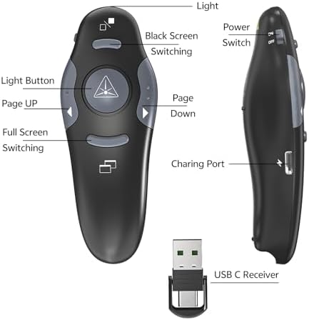4 Unit Presentation Clickers, Wireless Presenter Remote with Case
