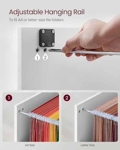 VASAGLE 3 Drawer File Cabinet with Locks, for A4, Letter Sized Documents