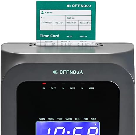 OFFNOVA Thermal Employee Time Cards, Monthly Double-Sided Punch Cards, 3.3" x 7.3", Auto Sensing & Auto Mark Late/Early Leave, 50 Pack for Office Time Clock