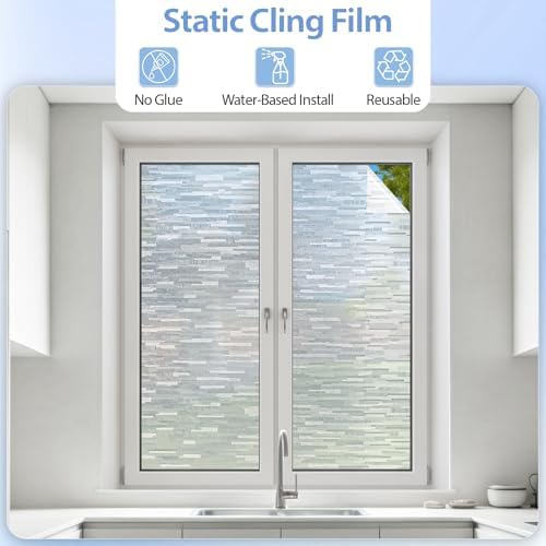 GTJ Frosted Glass Window Film for Privacy, Static Cling,17.5" x 78.7"in
