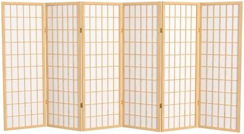 4 ft. Short Window Pane Shoji Screen - Natural - 6 Panels