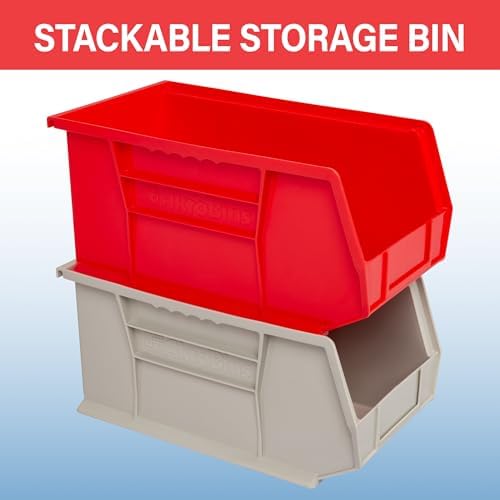 Akro-Mils 30240 AkroBins Plastic Storage Bins, 15"x8"x7", Stone, 12-Pack