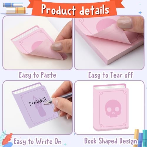 Laffact Books Shaped Sticky Notes, 146Pcs with Stickers Ballpoint Pens Bulk