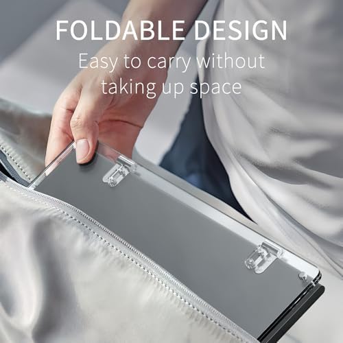 HIIMIEI Acrylic QR Code Stand: Foldable Slant Back Sign Holder - Clear Magnetic Paper Display Standing for Office Store Studios