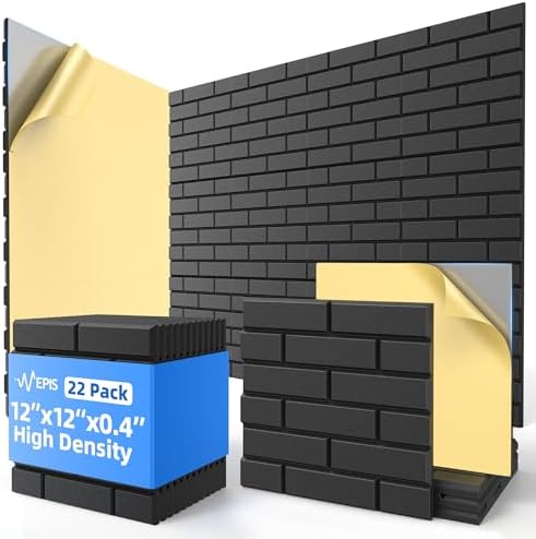 22 Pack Acoustic Panels with Self Adhesive Sound Proof Foam Panels for Wall