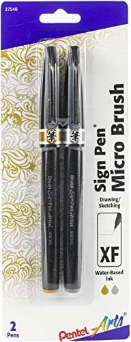 Pentel Arts Sign Pen Micro Brush, Gold & Silver Ink, 2-pk (SESF30BPXZ)