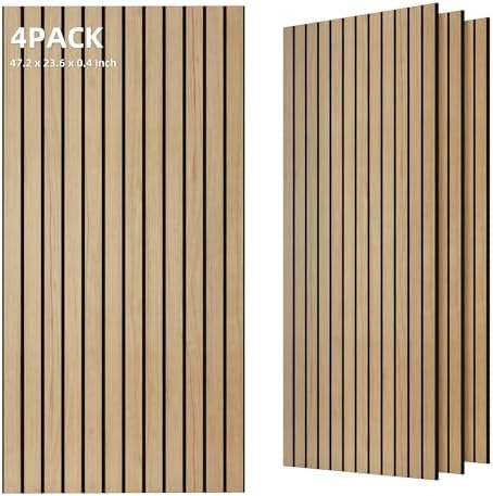 TO-TH Soundproof Panels Decorative Noise Absorbing Wall Panel 4 Pack, Teak