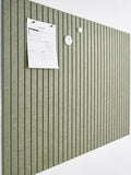 VIVELDA Felt Bulletin Board Tiles 48"x36" 12-Pack, Cork Board Alternative, OEKO-TEX Certified, NRC 0.95 Acoustic Wall Panels, Damage-Free Adhesive, Slatted Design, Home Office, Classroom (Khaki Green)