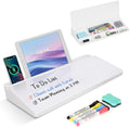 Desktop Glass Whiteboard with Storage, Desk Dry Erase White Board Stand