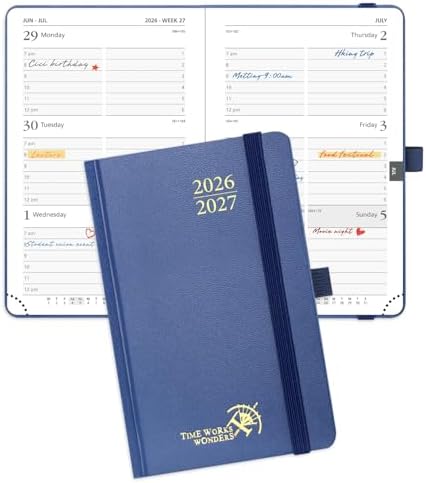 POPRUN 2026-2027 Academic Small Weekly Planner, 4" x 6.25" Purse Calendar