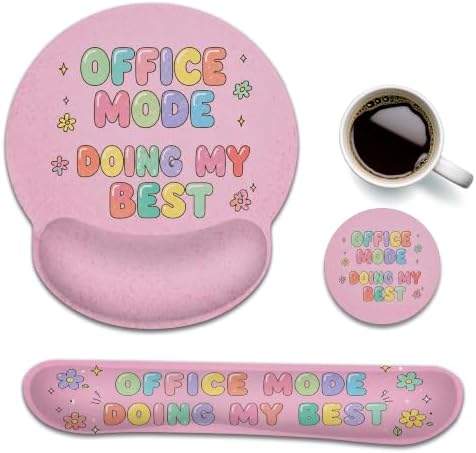 3 Piece Wrist Rest Mouse Pad Set with Keyboard Support Office Humor Quote