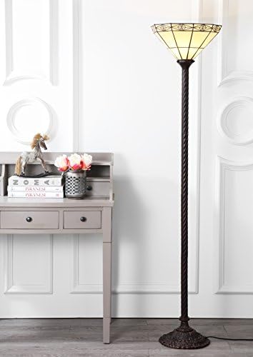 JONATHAN Y Moore Tiffany Style Torchiere Floor Lamp 68.57" Metal, Bronze
