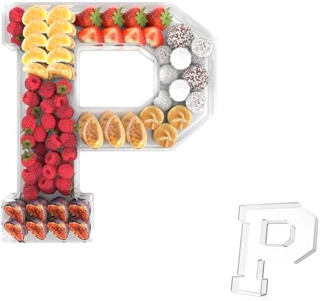 11" Acrylic Letter Charcuterie Tray,Fillable Alphabet & Number Box(Letter P)