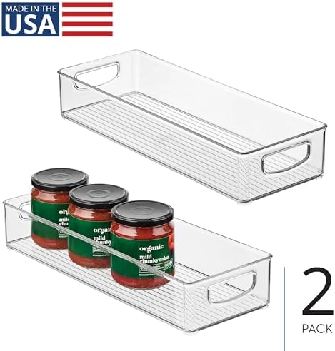 iDesign Slim Extra Long Clear Storage Bin, 2-Count, 16 x 6 x 3 (Pack of 2)