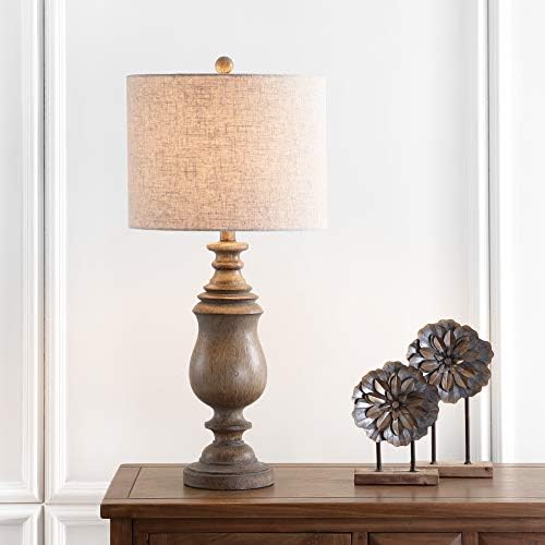 JONATHAN Y Abeline 28.5" LED Table Lamp Faux Wood Resin, Brown