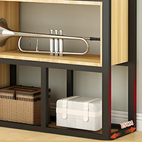 Wood Industrial Cube Bookcase with Shelves & Open Back Iron Bookshelf Floor Steel & Wood Shelf Multi-Layer Shelf Storage Rack Office Partition Display Rack Natural 47.2" L x 9.8" W x 78.7" H