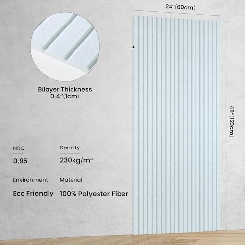 TO-TH Sound Proof Panels High-Density Sound Absorbing Panel 5 Pack, White