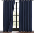 NICETOWN Sound Blocking Black Out Curtains for Patio Door, Heavy-Duty Space Divider Curtains for Living Room, Lined Insert Noise, Blackout, Thermal Insulation Drapes for Closet (Navy, 84-inch Long)