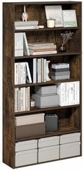Furinno PASIR Book Shelf, 6-Tier Bookshelf with Open Storage Shelf, Standing Bookcase, 9.4 x 31.5 x 63, Easy Assembly, for Home Office, Bedroom, Living Room, Amber Pine