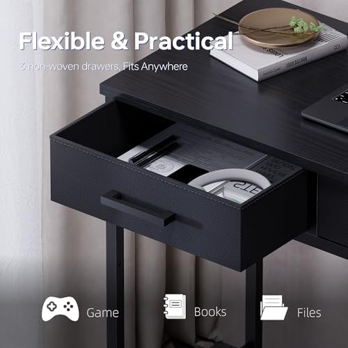Pamray 47 Inch Small Computer Desk with 3 Drawers for Bedroom Study Writing Home Office Table for Small Spaces Marble