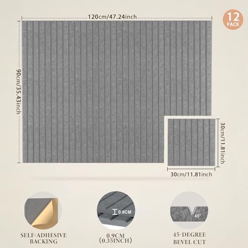 JBER Cork Board Alternative, 12 Pack 48" x 36" Felt Board, Light Gray