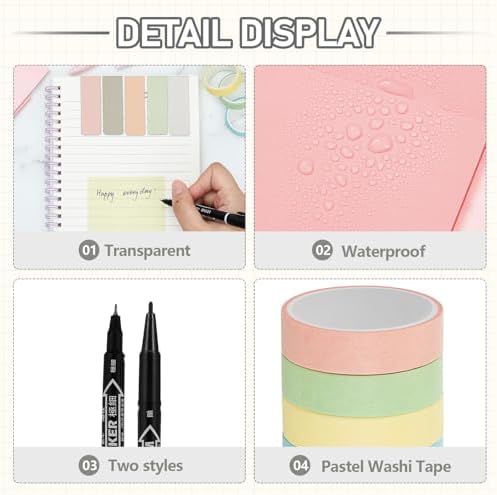 Sinload 60 Pcs Aesthetic Book Annotation Kit Gray Pencil Case with Highlighter Gel Pen Mechanical Pencil Magnetic Bookmarks Transparent Sticky Note Tabs Mini Office Supplies