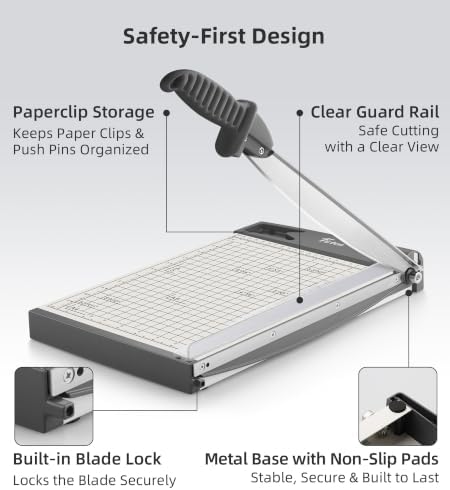 Firbon 12 Inch Metal Guillotine Paper Cutter, Heavy-Duty Paper Trimmers