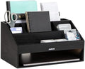 Mind Reader Desk Organizer, File Storage, Accessory Holder, Cord Management, Office, Wood, 16.25"L x 9.5"W x 8.5"H, Black