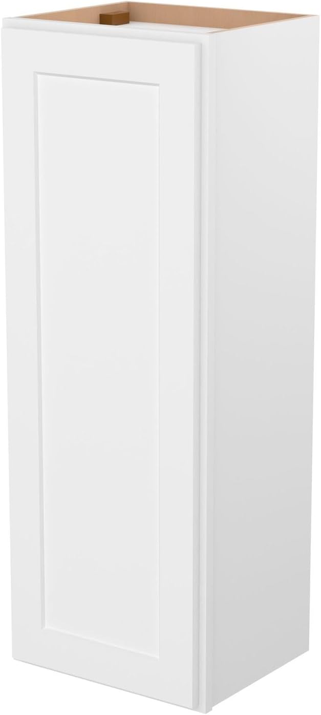 Furinno Shaker 4-Tier Wall Kitchen Cabinet, 1-Door, White | 12 D x 15 W x 42 H, Adjustable Hinges, Soft-Close Shaker-Style Door, Ready to Assemble, Plywood, for Pantry, Dining Room
