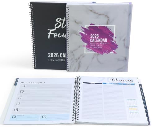 RE-FOCUS THE CREATIVE OFFICE 2026 Calendar Planner 13 month with To-Do Lists for Tasks, Notes or Appointments. Sturdy Planner for At-A-Glance View of Daily Schedule & Weekly Agenda- Purple