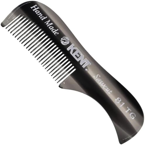 KENT A 81T Graphite X-Small Men's Beard Mustache Pocket Comb, Fine Toothed for Facial Hair Grooming and Styling. Hand-Made of Quality Cellulose Acetate, Made in England