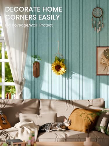 Bumusty 48"x 36" Large Felt Bulletin Board Tiles, Aqua Blue