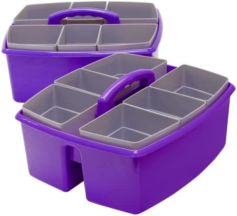 Storex Large Classroom Craft Caddy with Cups, 13 x 11 x 6.575 Inches, Purple, Case of 2 (00986A02C)