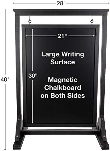 Black Handcrafted Chalkboard Sign: Uniquely Designed Wooden Sidewalk Sign Message Board with Double Sided Display. Alternative to A-Frame & Sandwich Board Signs. Use Chalk or Liquid Chalk Markers.